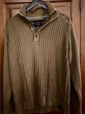 Weatherproof Men's Ribbed Half-Zip Sweater - Olive Brown
